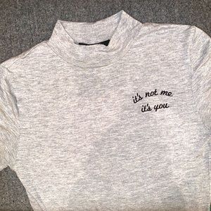 Forever 21 heather grey mock turtleneck short sleeved bodysuit